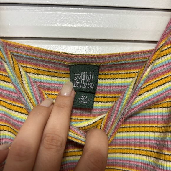 Wild Fable Women Yellow Striped Rib Jersey Knit Stretch Strappy Romper Size XXL - Picture 3 of 6